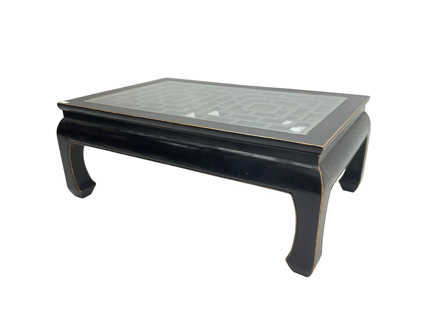 Chinese ebonised rectangular coffee table - Image 5 of 6