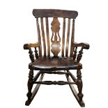 Late 19th century elm and beech farmhouse rocking chair