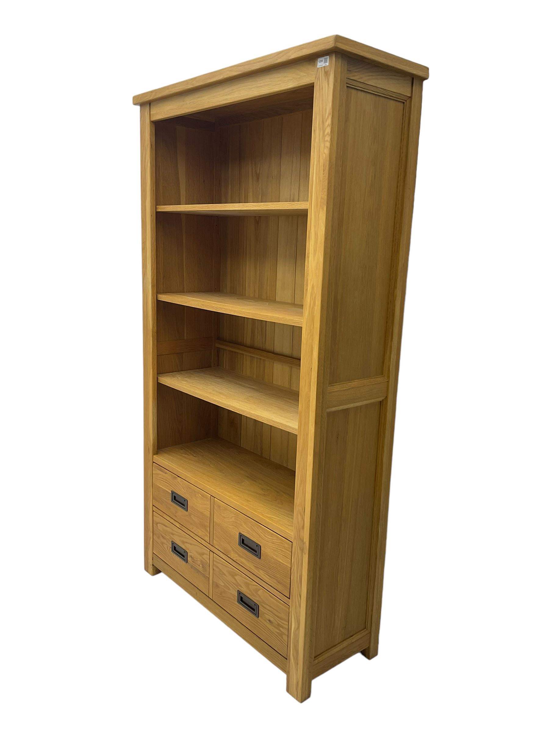 'Galloway' oak open wide bookcase - Image 6 of 7
