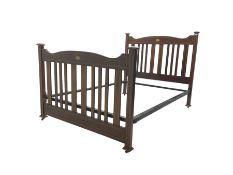 Edwardian inlaid mahogany double bedstead