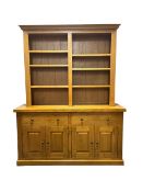 Oak bookcase on sideboard