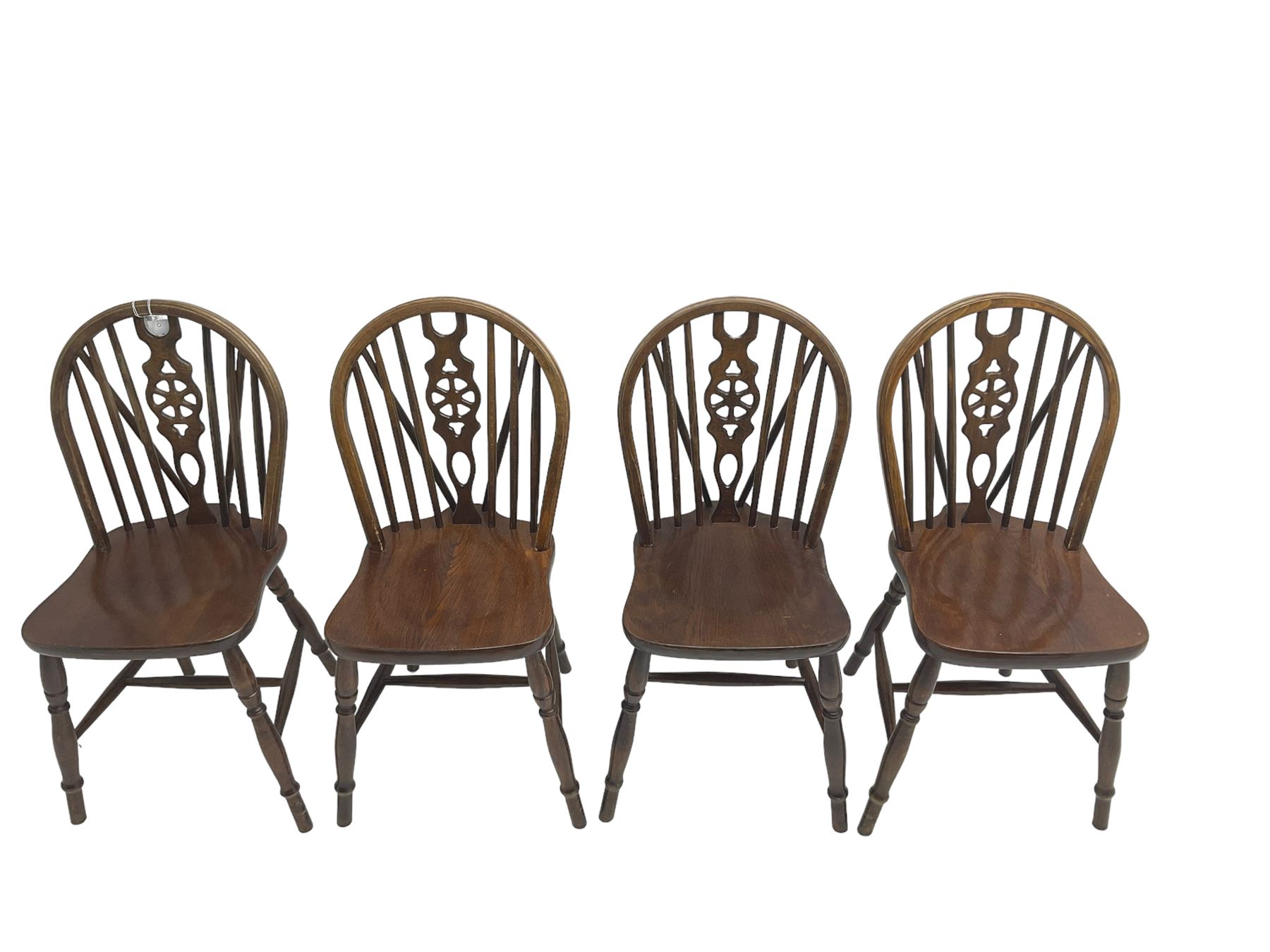 Set four oak wheel-back dining chairs - Image 2 of 6