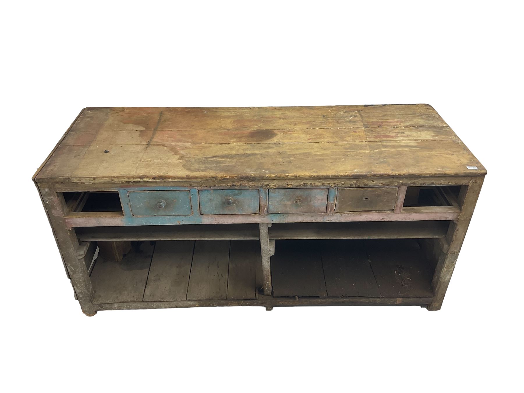 Early 20th century rustic pine workman's bench - Image 5 of 5