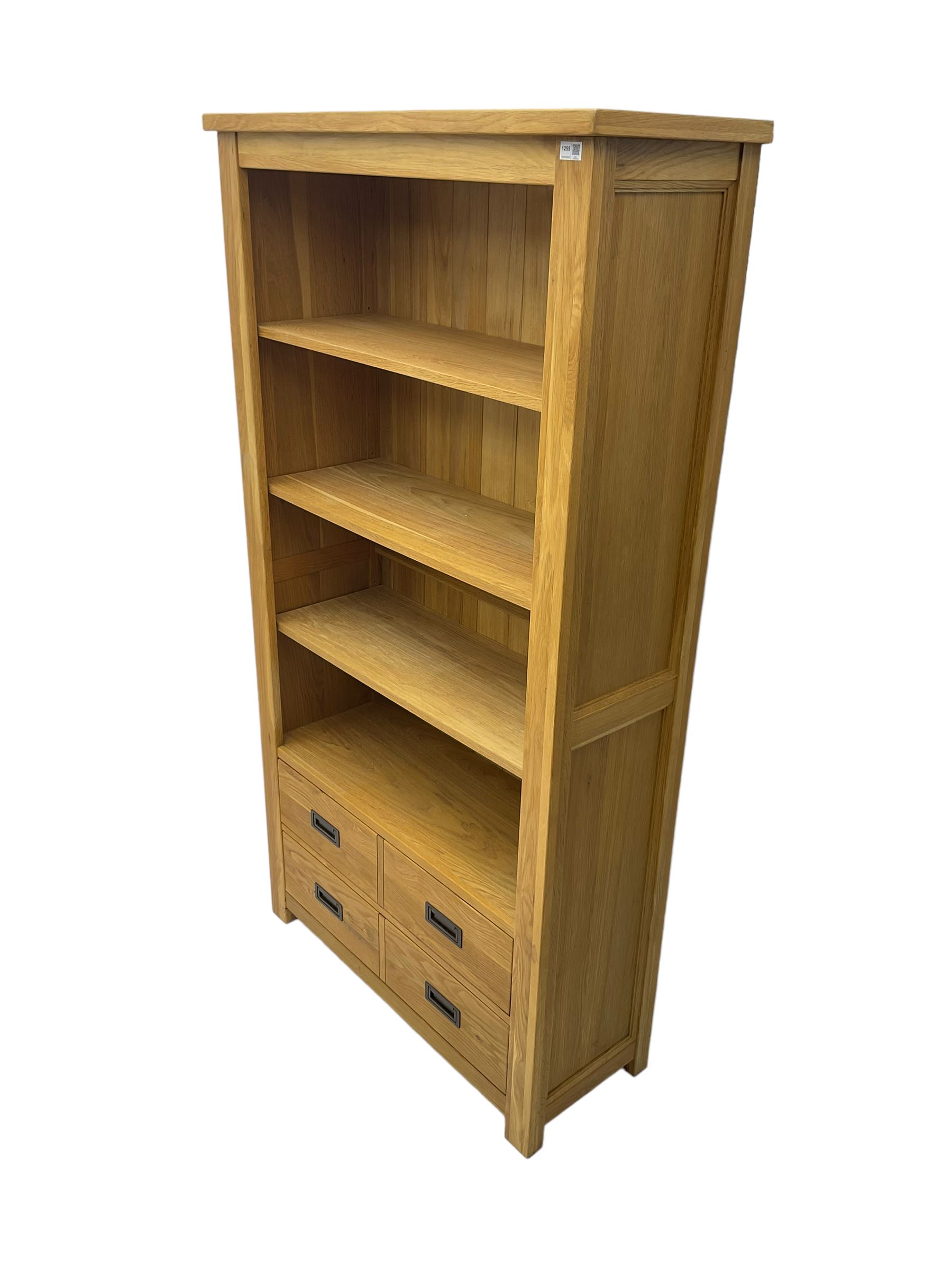 'Galloway' oak open wide bookcase - Image 3 of 7