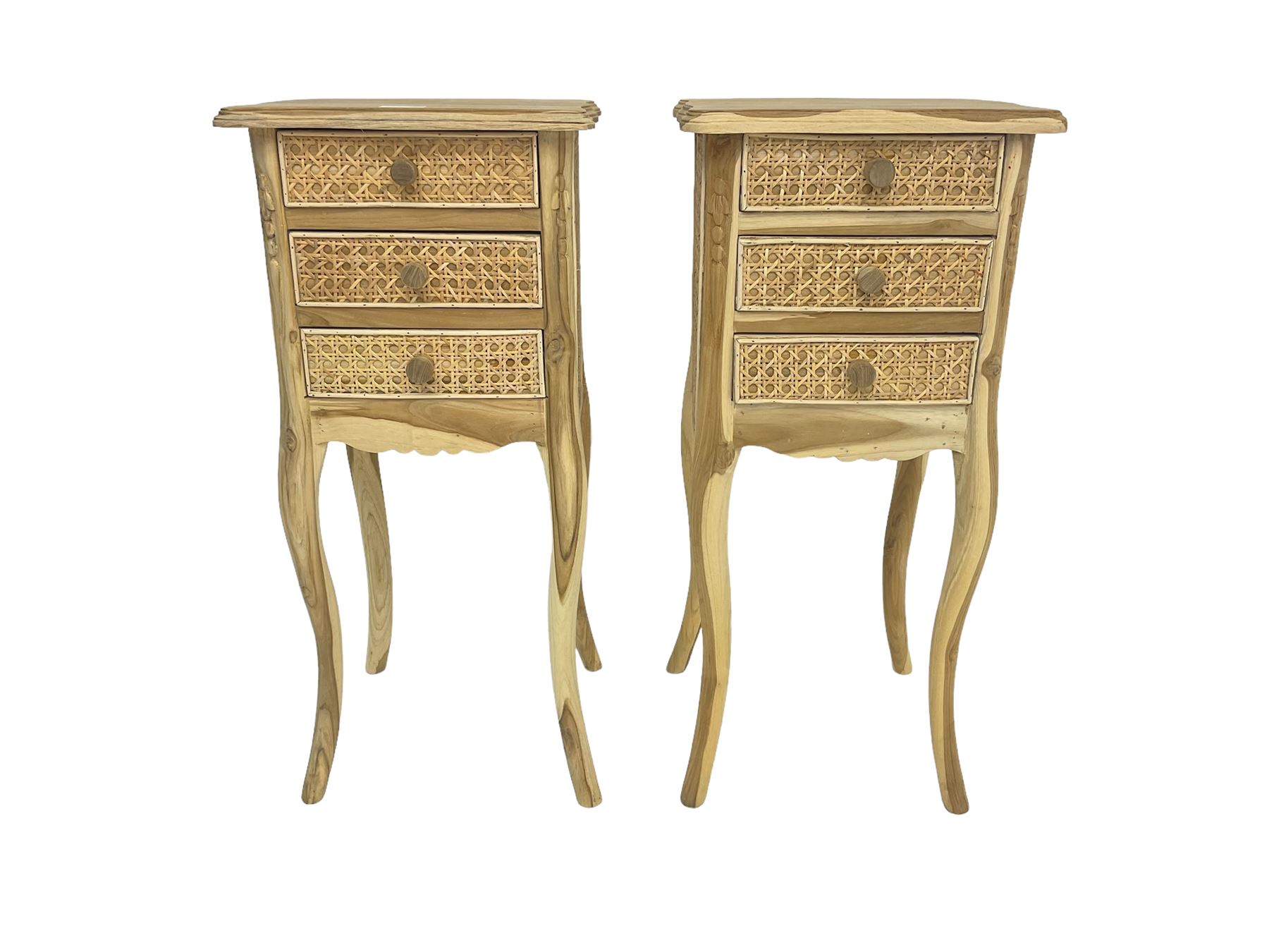 Pair hardwood bedside tables