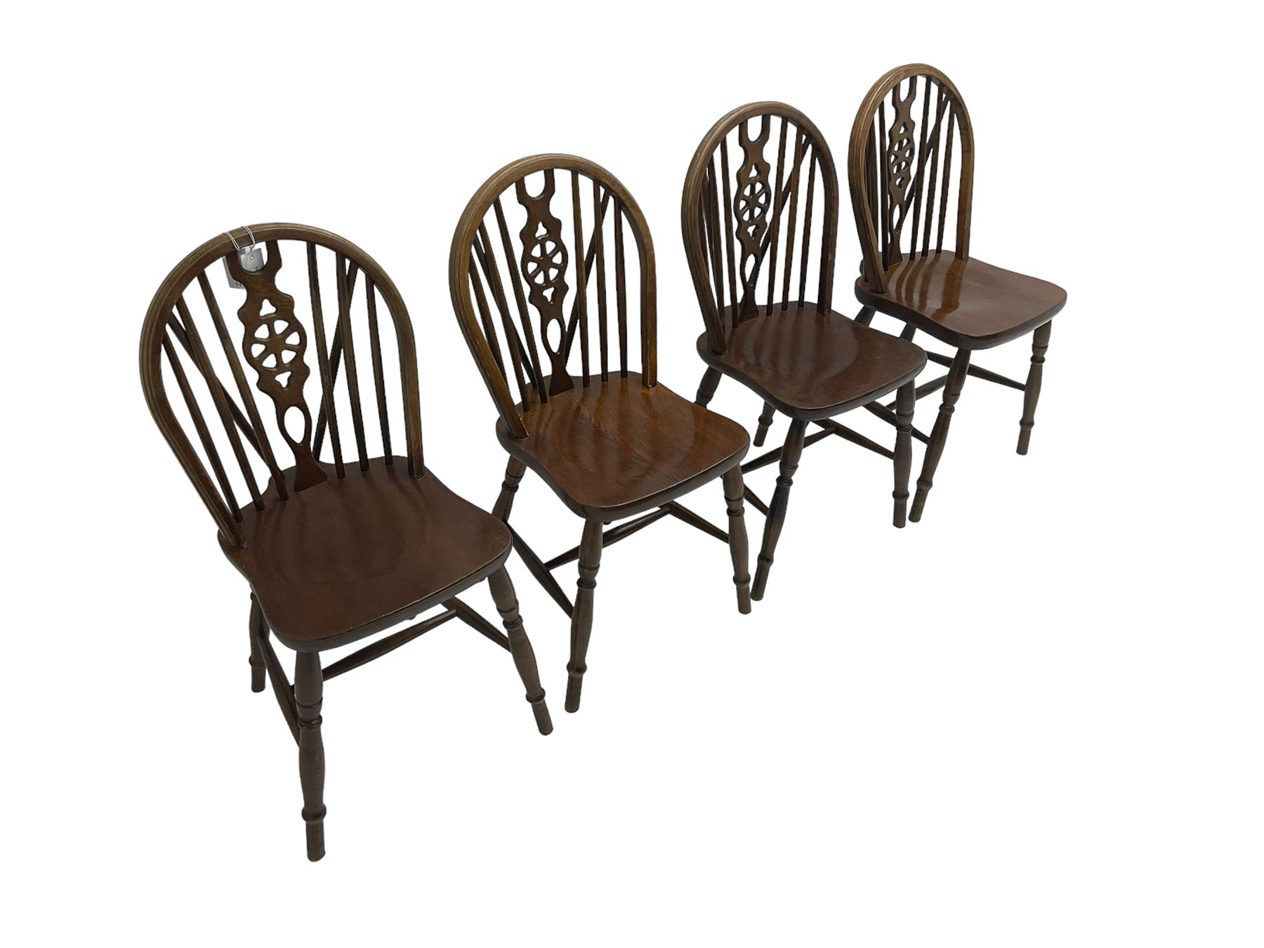 Set four oak wheel-back dining chairs - Image 4 of 6