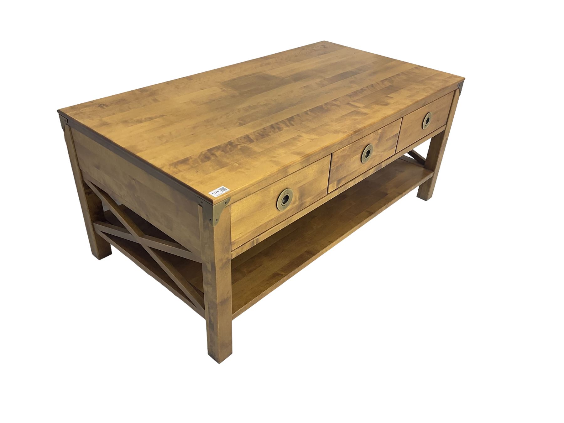 Rectangular hardwood coffee table - Image 3 of 6