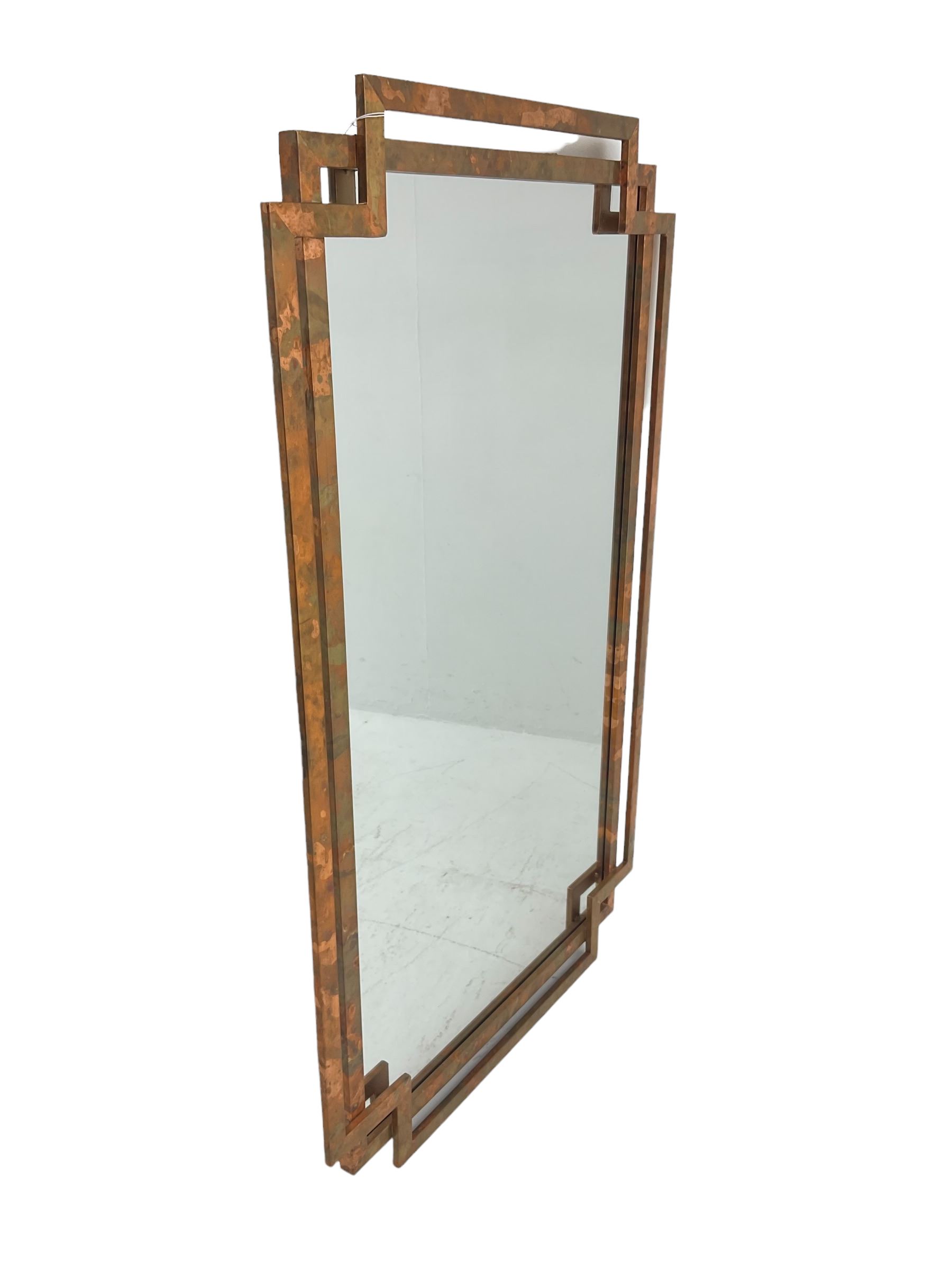 Contemporary copper framed rectangular wall mirror - Image 3 of 4