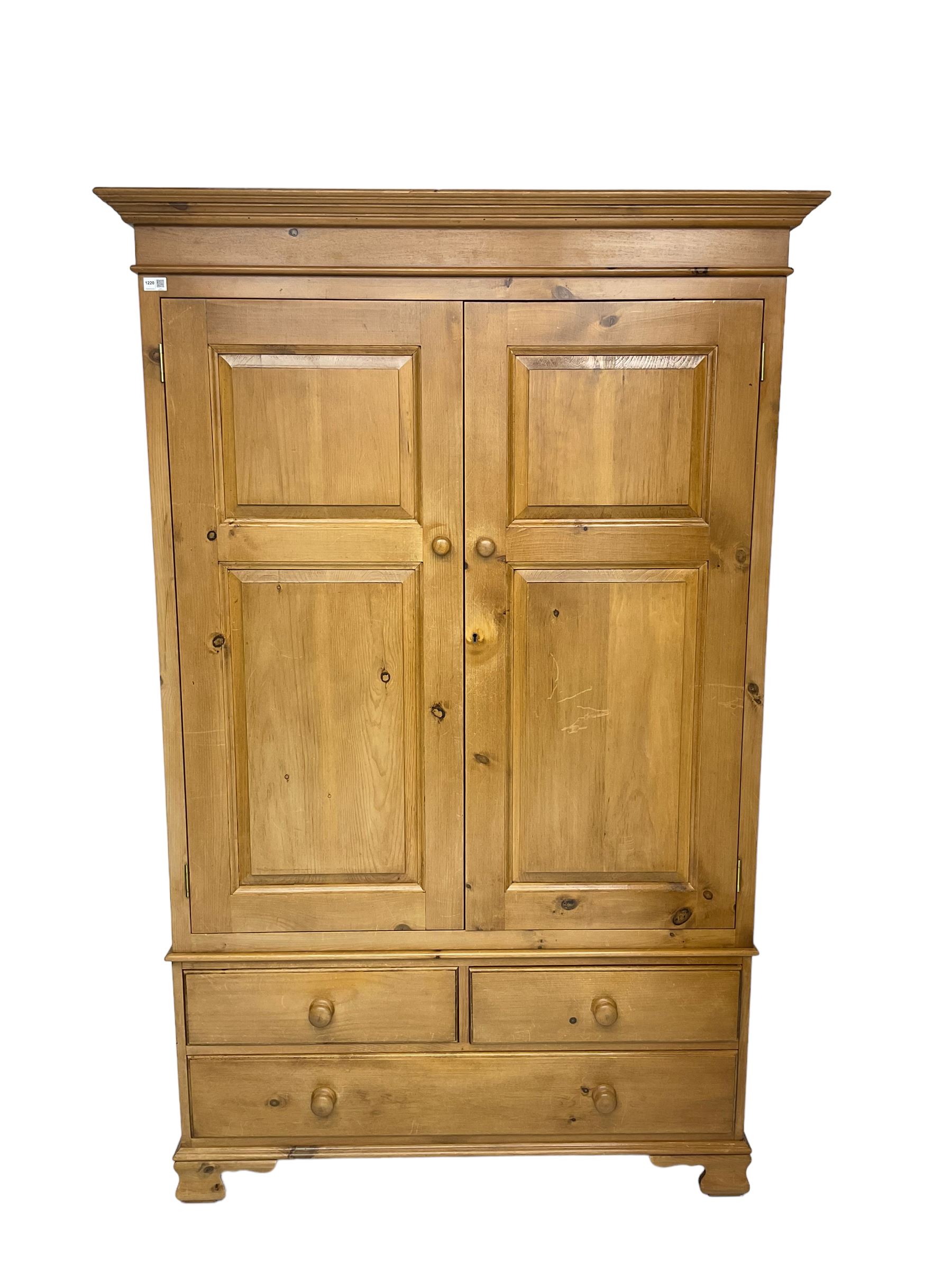 Traditional pine double wardrobe