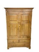 Traditional pine double wardrobe