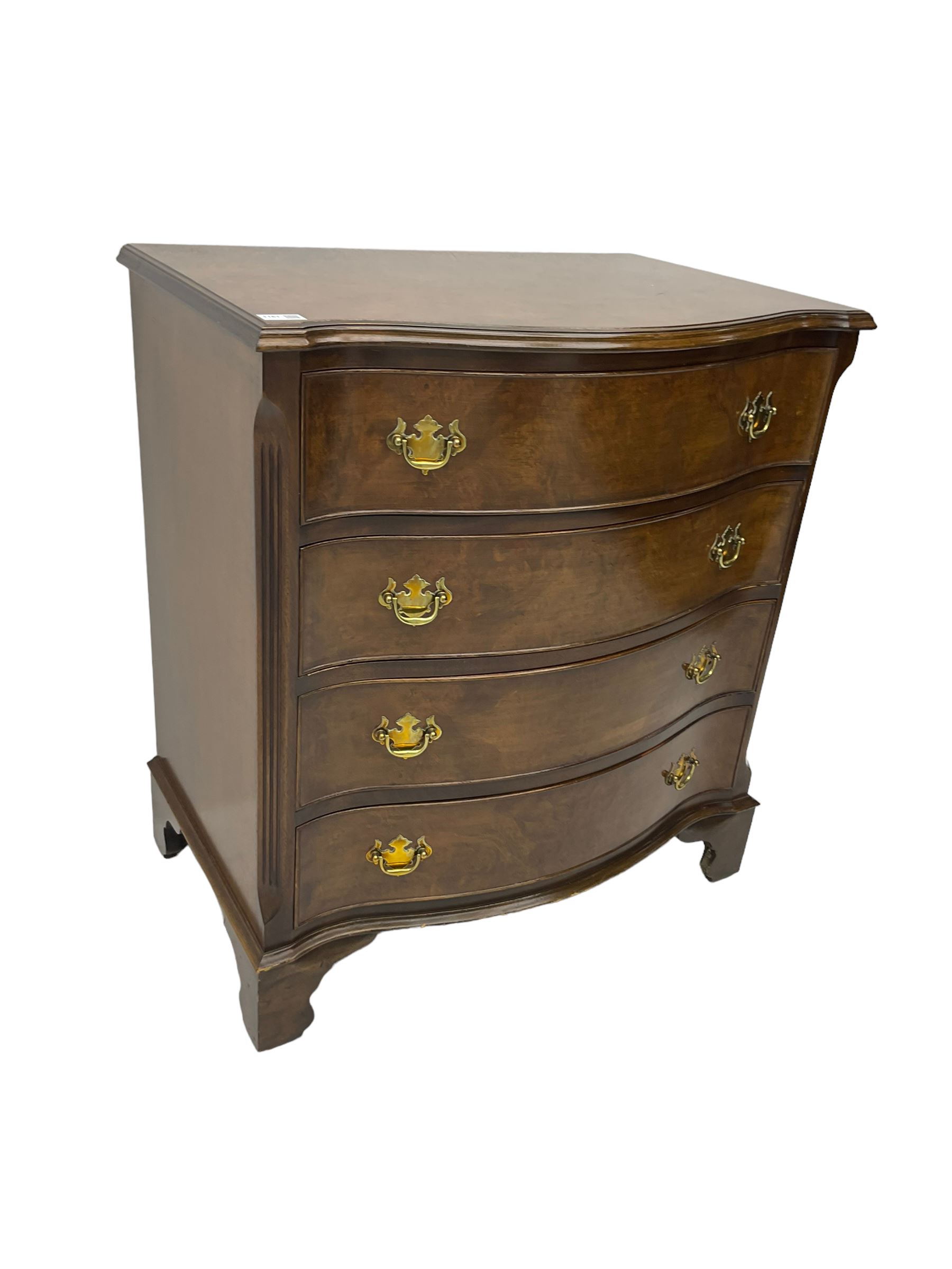 George III design walnut serpentine chest - Image 3 of 6