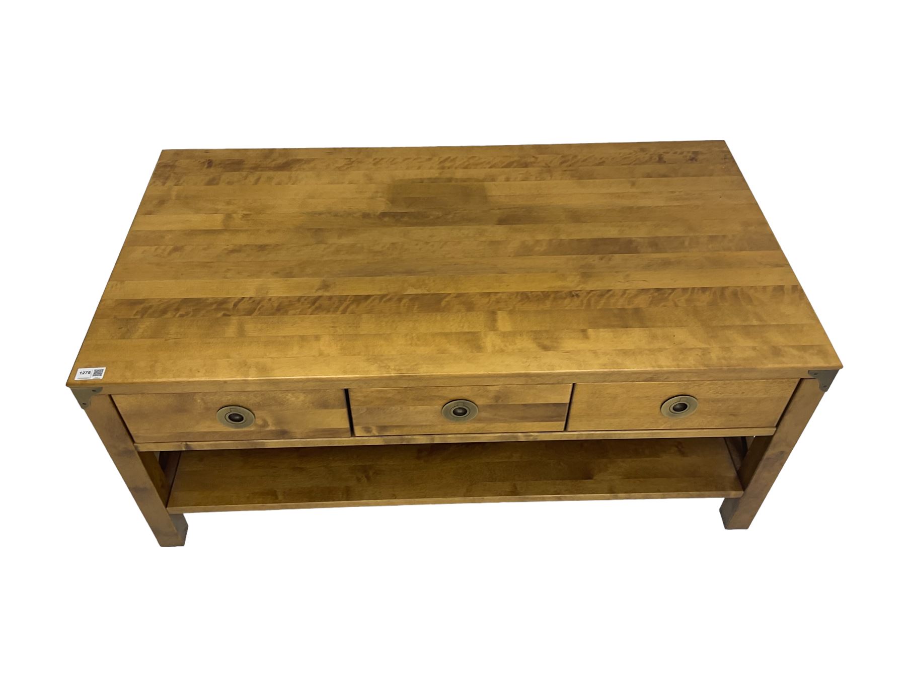 Rectangular hardwood coffee table - Image 5 of 6
