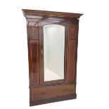 Edwardian inlaid mahogany single wardrobe