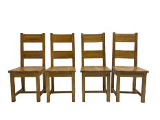 Set four light oak dining chairs