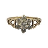 9ct gold cubic zirconia flower cluster ring