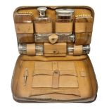 Mappin & Webb leather cased campaign gentleman's vanity set