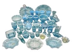 Collection of victorian and later blue vaseline glass