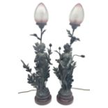 Pair of Art Nouveau style spelter figural table lamps