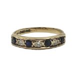 9ct gold seven stone sapphire and diamond half eternity ring