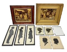 Three early 20th century full profile framed silhouettes
