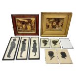 Three early 20th century full profile framed silhouettes