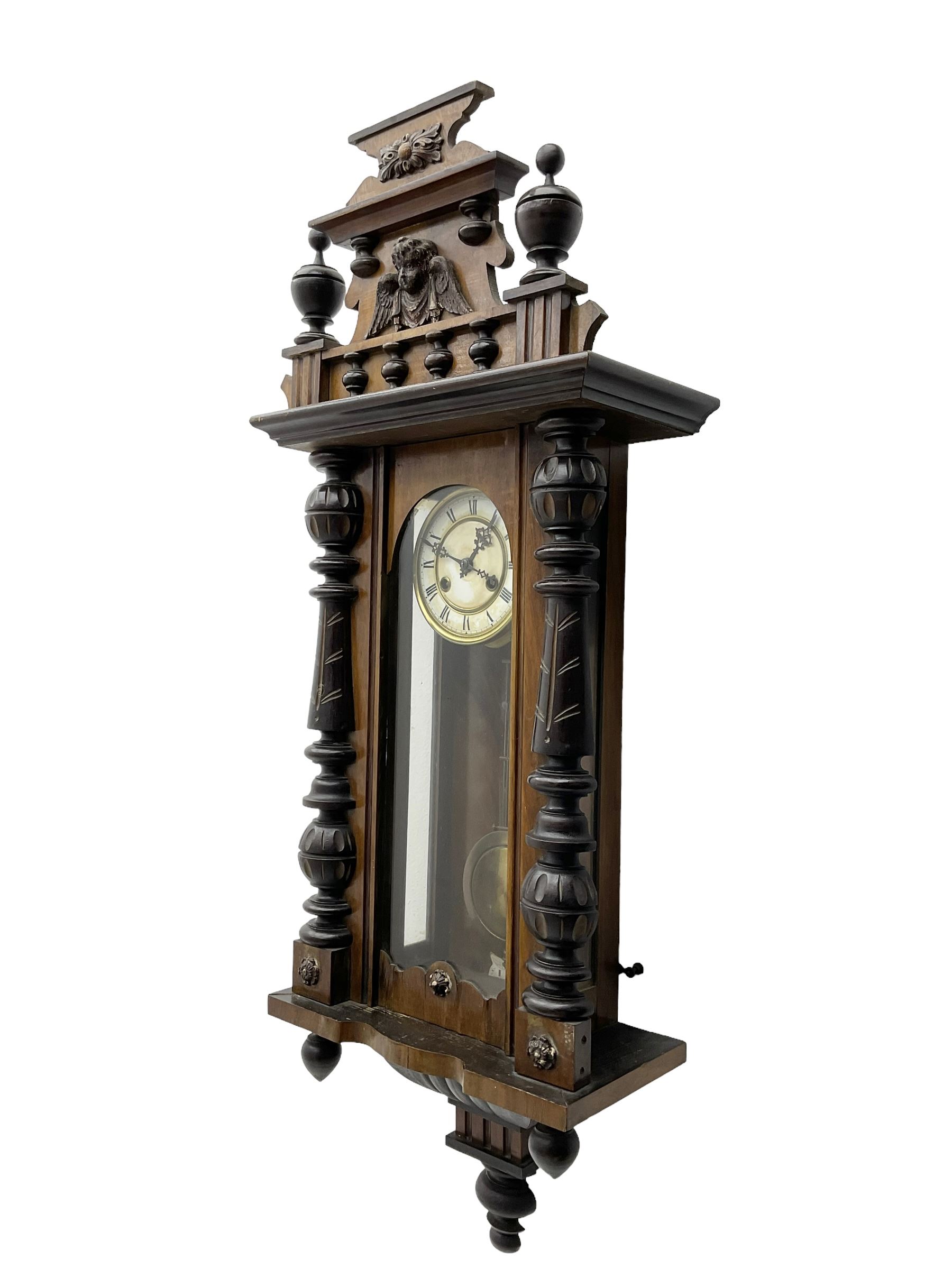 German - late 19th century mahogany and ebonised 8-day wall clock - Image 2 of 4