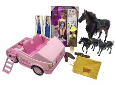 Barbie - 35th Anniversary fashion doll in factory sealed box; incomplete Magical Motorhome; three fa