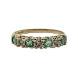 9ct gold seven stone emerald and diamond half eternity ring