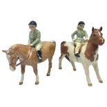 Beswick Boy on Palomino Pony no 1500 and Girl on Skewbald Pony no 1499