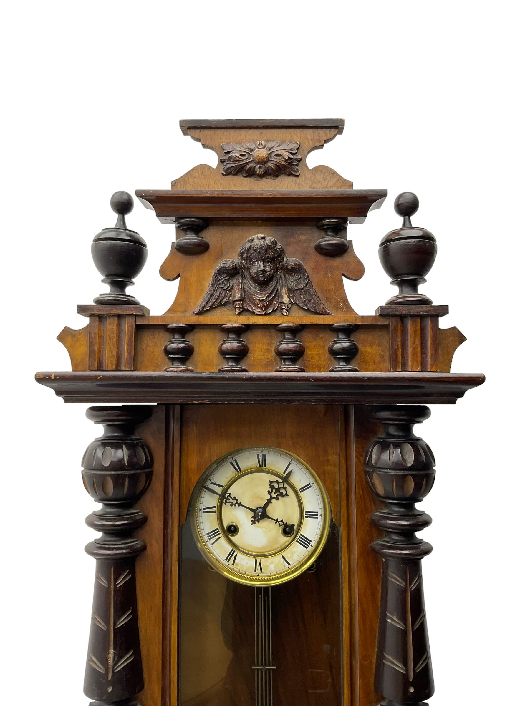 German - late 19th century mahogany and ebonised 8-day wall clock - Image 4 of 4