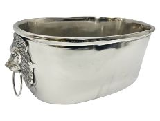 Contemporary plated ice bucket with lion mask handles