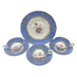 Set of three Victorian teacups and saucers