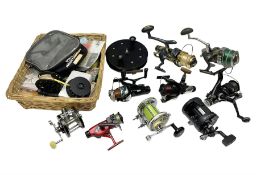 Collection of fishing reels and tackle