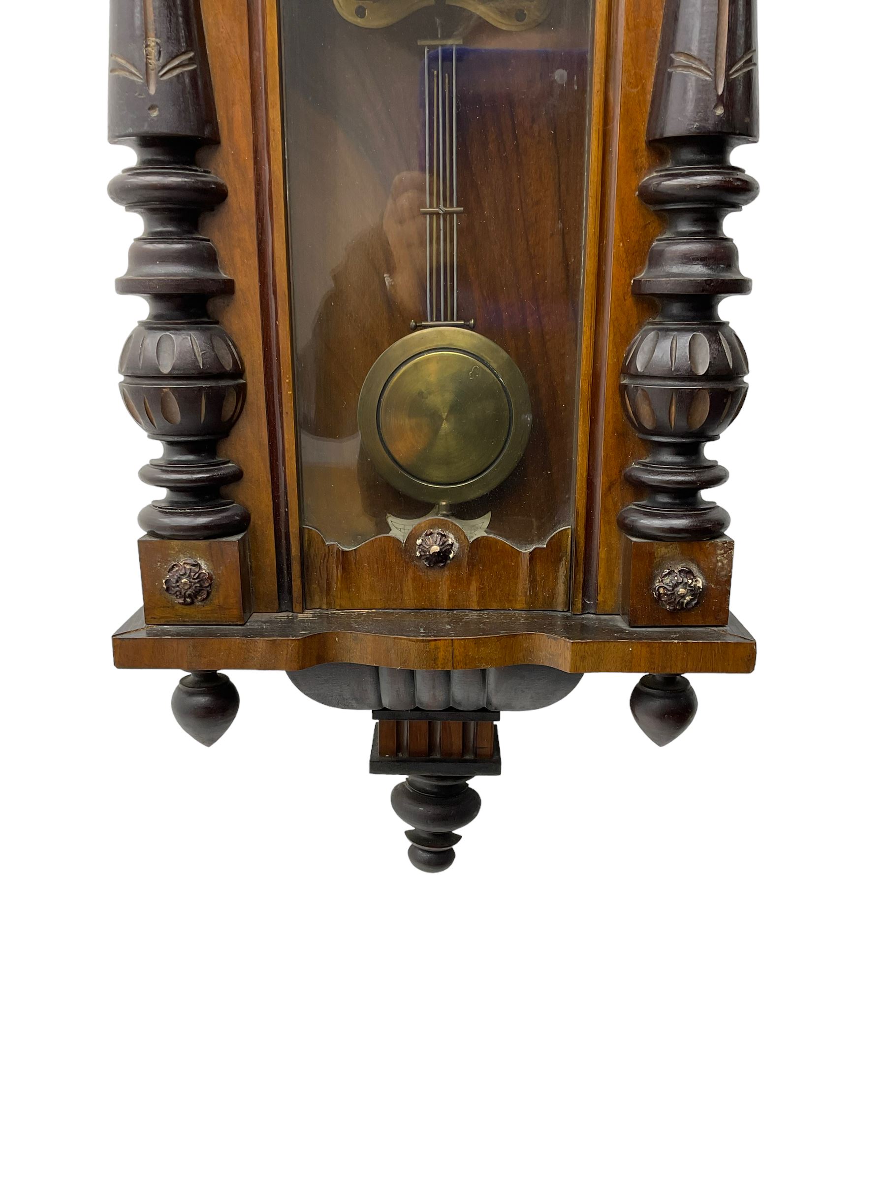 German - late 19th century mahogany and ebonised 8-day wall clock - Image 3 of 4