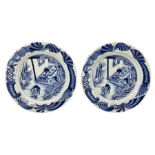 Pair 19th century Chinese blue and white large chargers