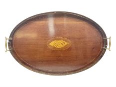 Edwardian mahogany oval tray