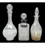 Silver mounted cut glass decanter