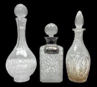 Silver mounted cut glass decanter