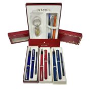 Group of Sheaffer fountain and ball point pens