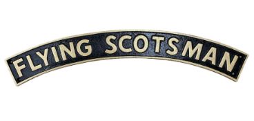 Cast iron Flying Scotsman arched railway sign