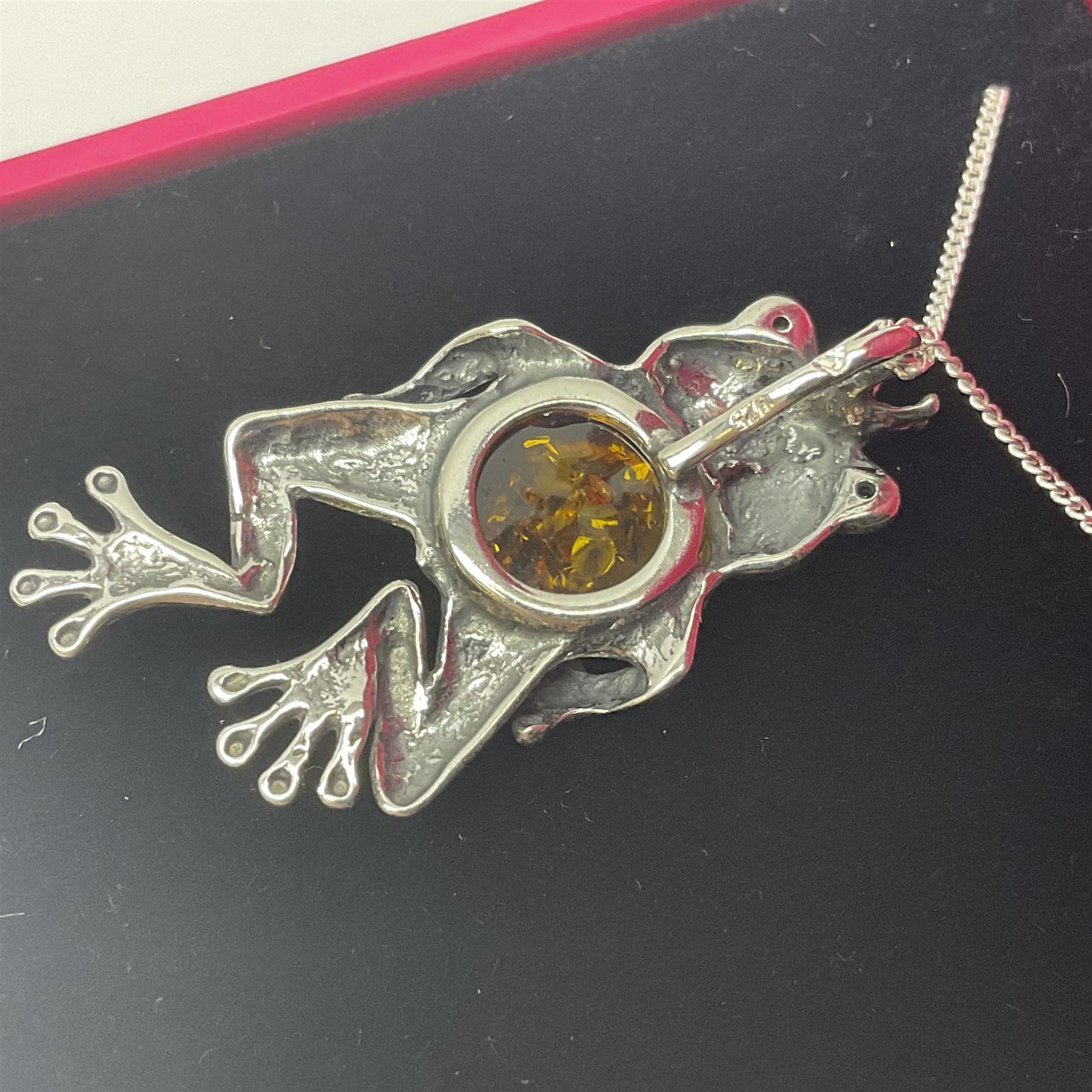 Silver Baltic amber frog prince pendant necklace - Image 4 of 5