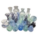 Collection of green/blue Caithness glass vases