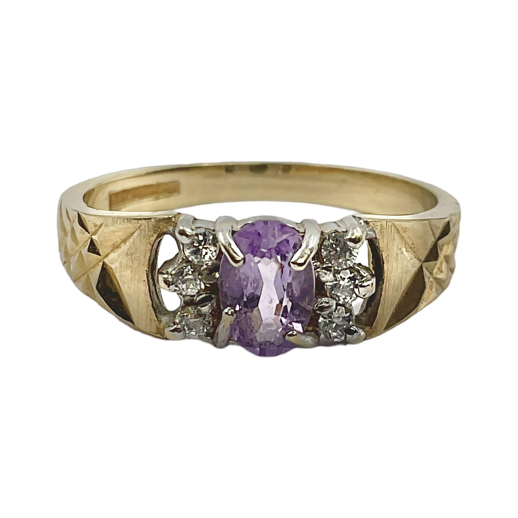 9ct gold amethyst and cubic zirconia cluster ring