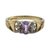 9ct gold amethyst and cubic zirconia cluster ring