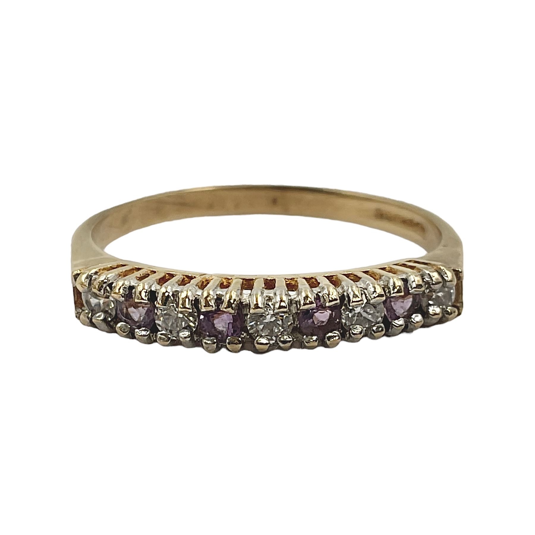 9ct gold amethyst and cubic zirconia half eternity ring