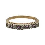 9ct gold amethyst and cubic zirconia half eternity ring