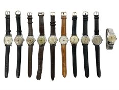 Paul Buhre RotoDato 21 jewels automatic wristwatch and nine manual wind wristwatches including Movad