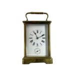 French - late-19th century 8-day carriage clock in a corniche case with matching handle
