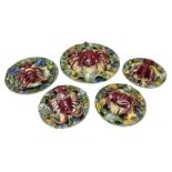 Five 20th Century Portuguese Palissy style Majolica wall plates
