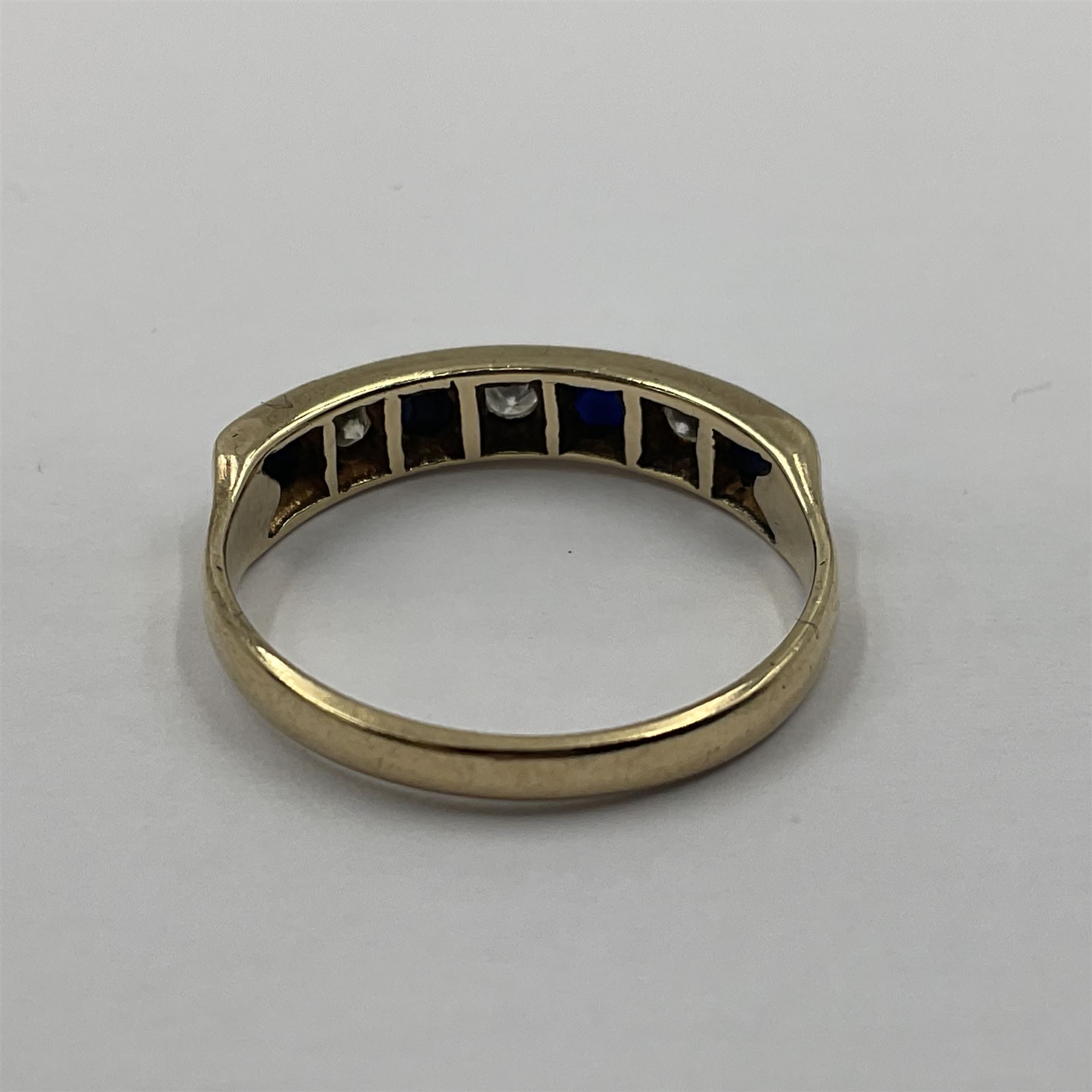 9ct gold seven stone sapphire and diamond half eternity ring - Image 3 of 3